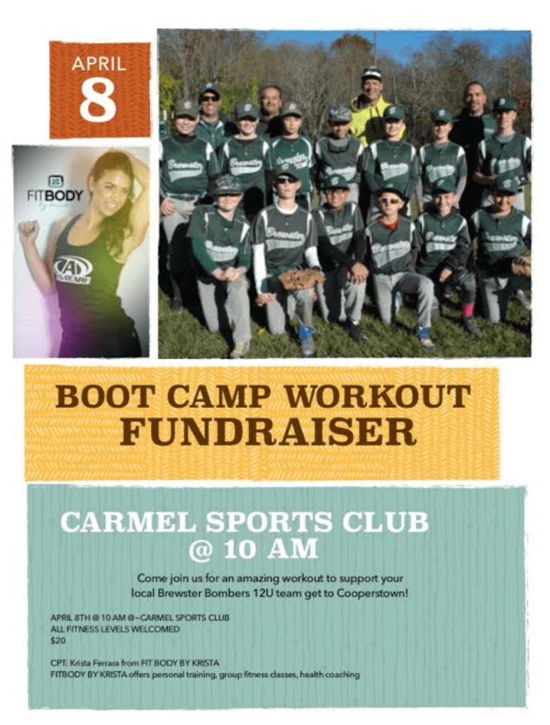 Example flyer for a fitness class, one of the top fundraising ideas for sports teams